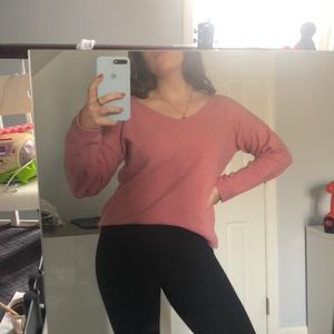 Pink soft v neck sweater